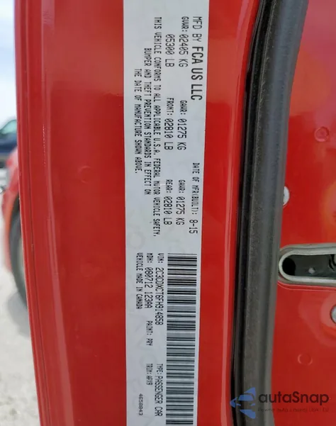 2015 Dodge Charger R/T из США, поврежденный, VIN 2C3CDXCT6FH914858